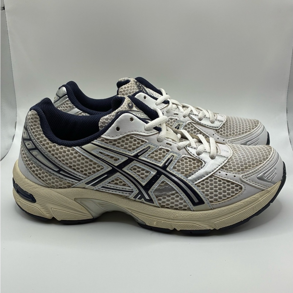 ASICS Cream and Navy Athletic Sneakers